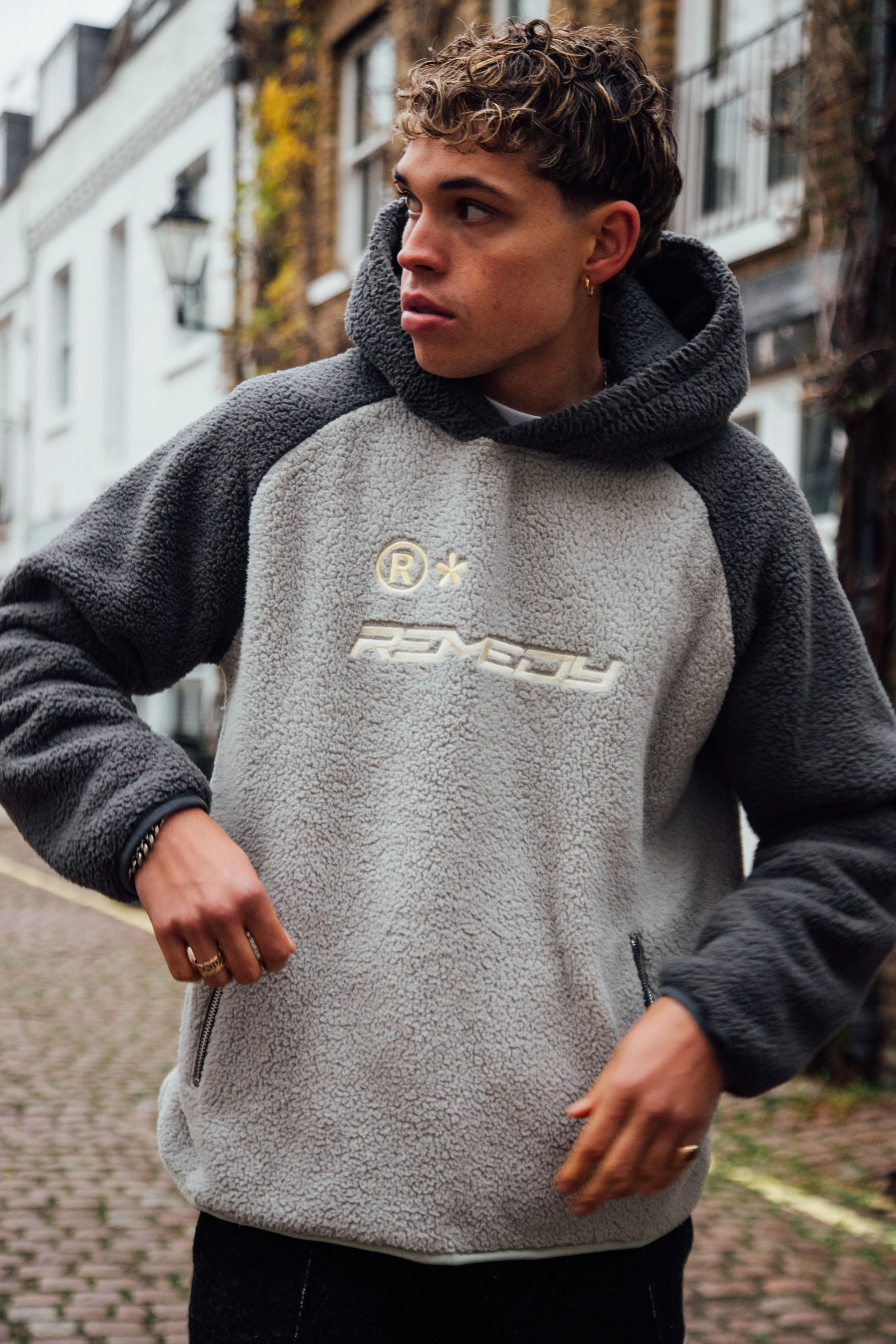 Grey 2 Tone Remedy Sherpa Hoodie